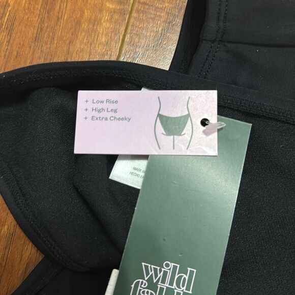 NWT Wild Fable XXS (00) Black Side Extra Cheeky High Leg Bikini Swim Bottom - Picture 7 of 8